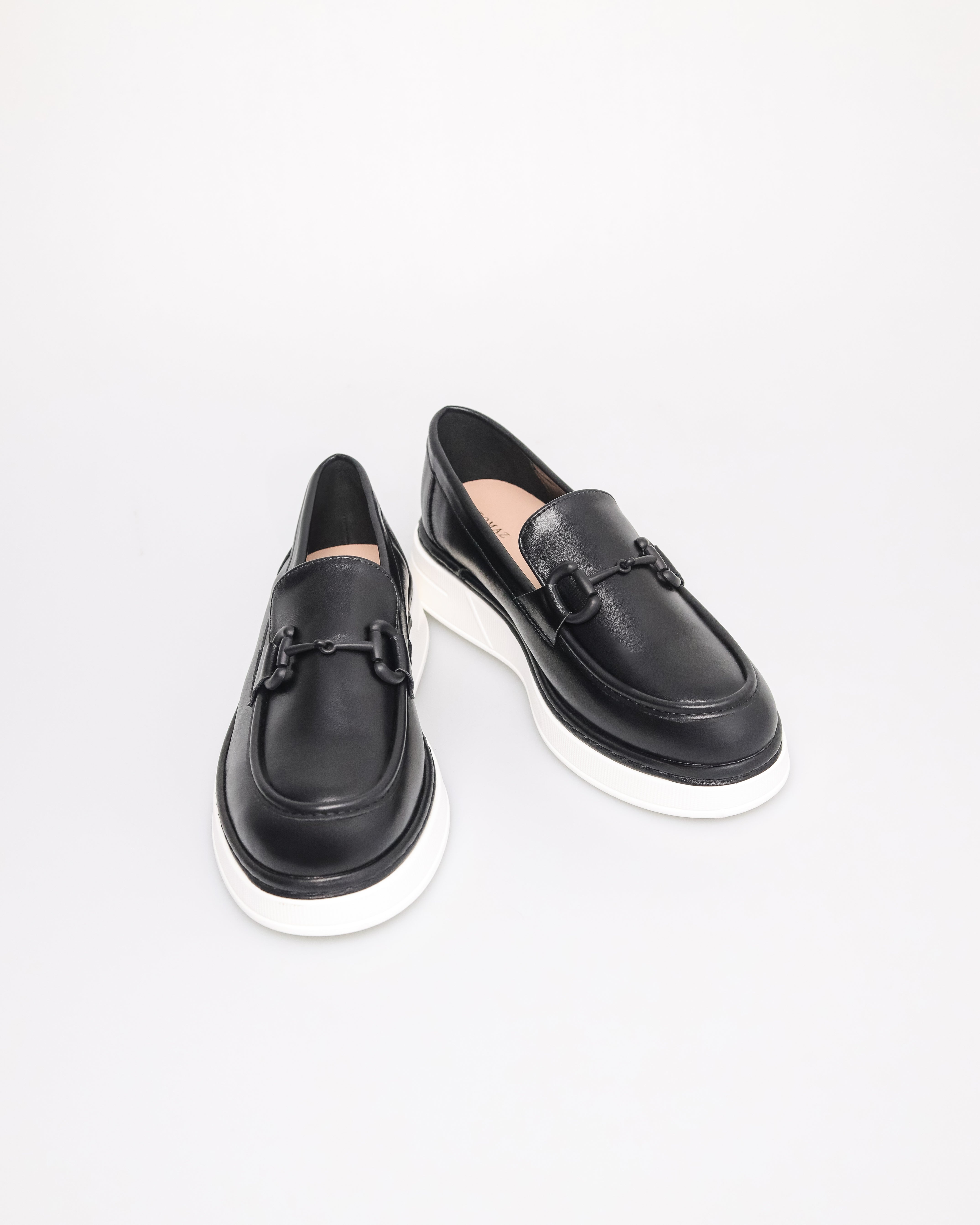 Tomaz NN405 Ladies D-Buckle Loafers (Black)