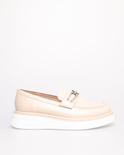 Tomaz NN404 Ladies Buckle Loafers (Cream)