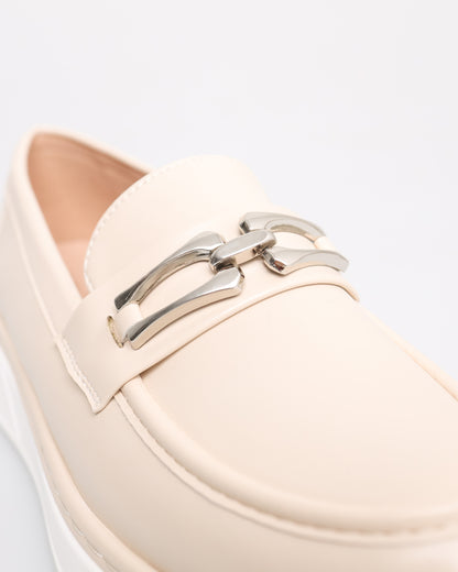 Tomaz NN404 Ladies Buckle Loafers (Cream)