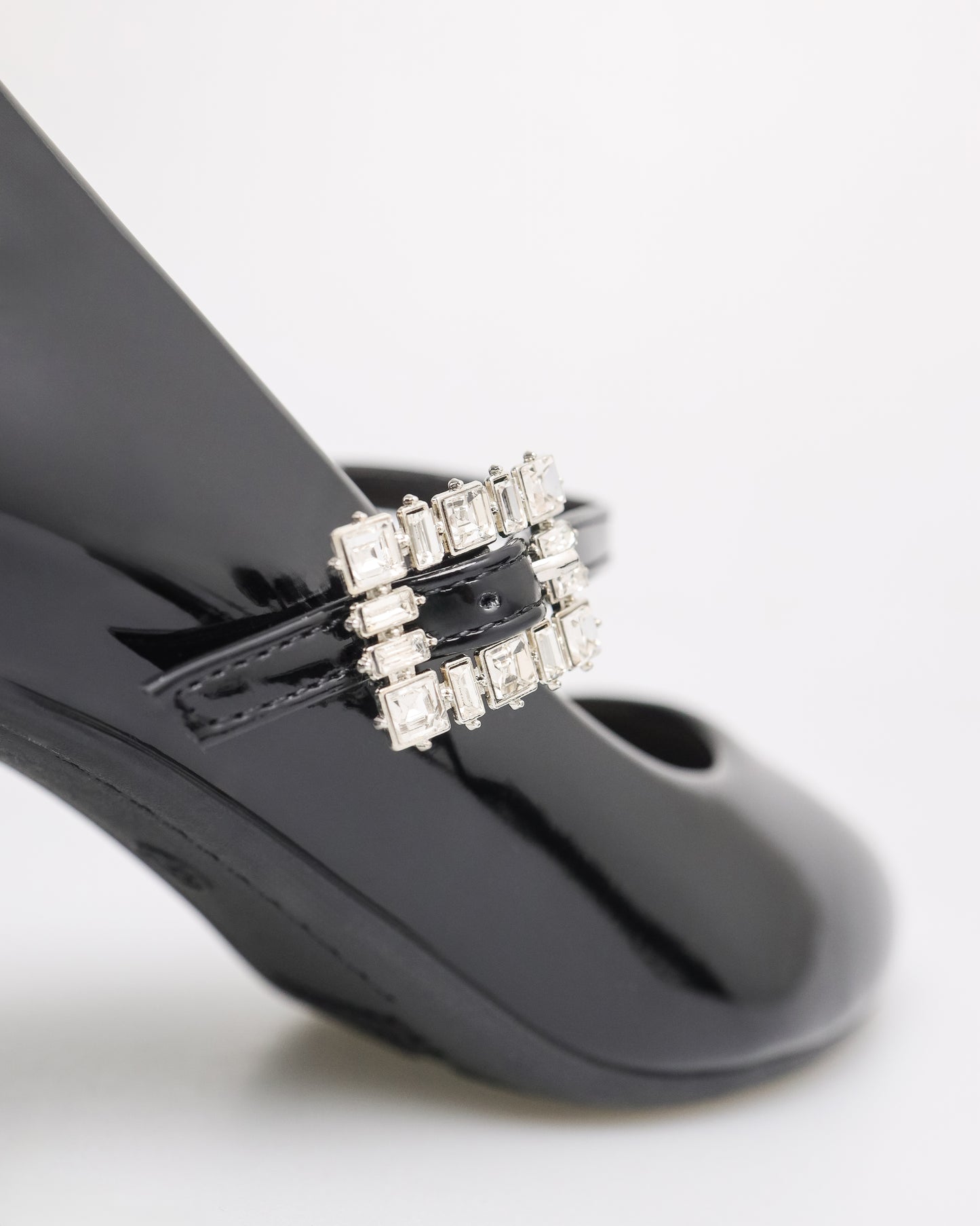 Tomaz NN442 Ladies Ballerina Crystal Buckle Heels (Black)