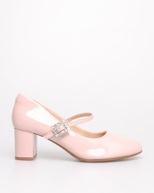 Tomaz NN442 Ladies Ballerina Crystal Buckle Heels (Pink)