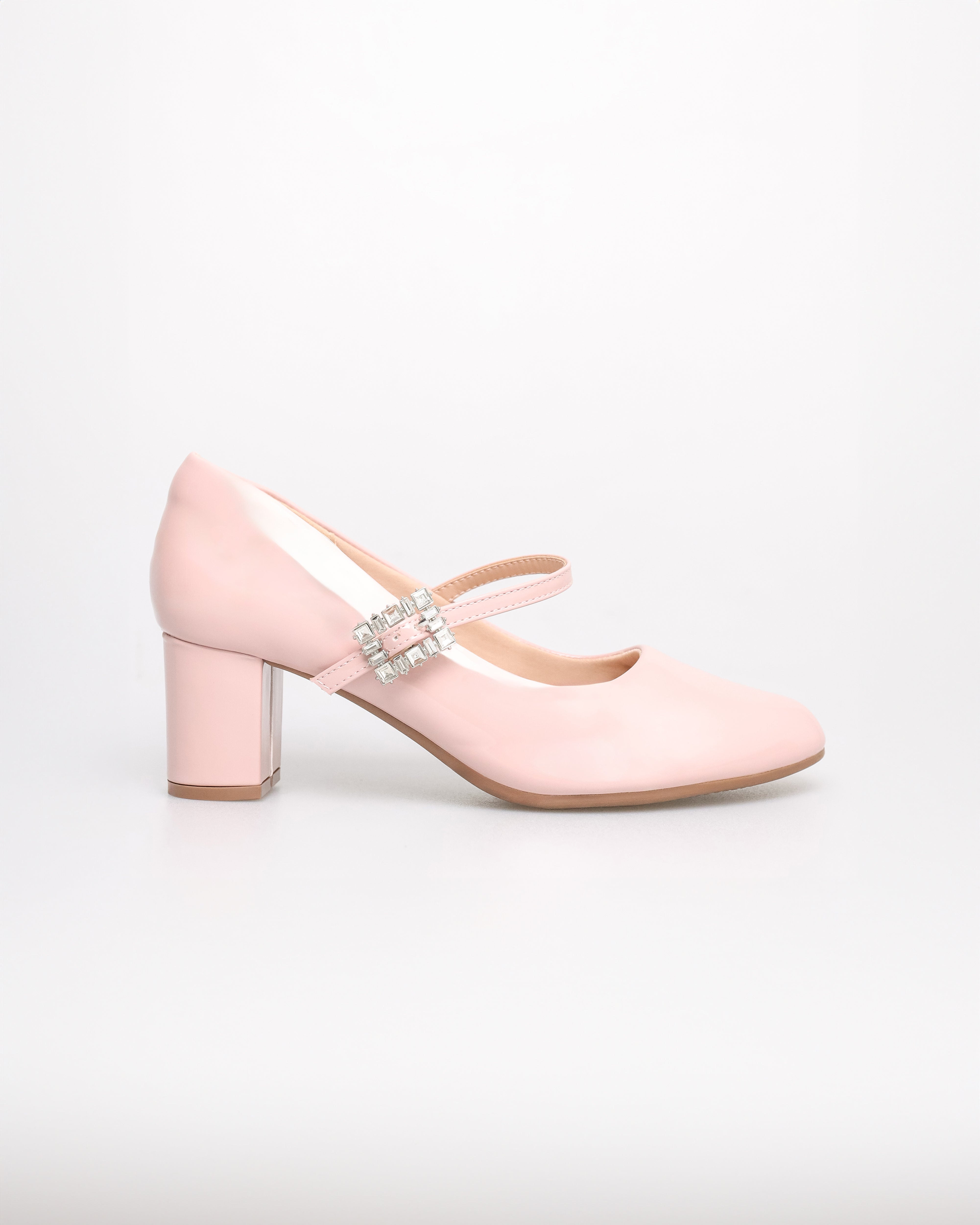 Tomaz NN442 Ladies Ballerina Crystal Buckle Heels (Pink)