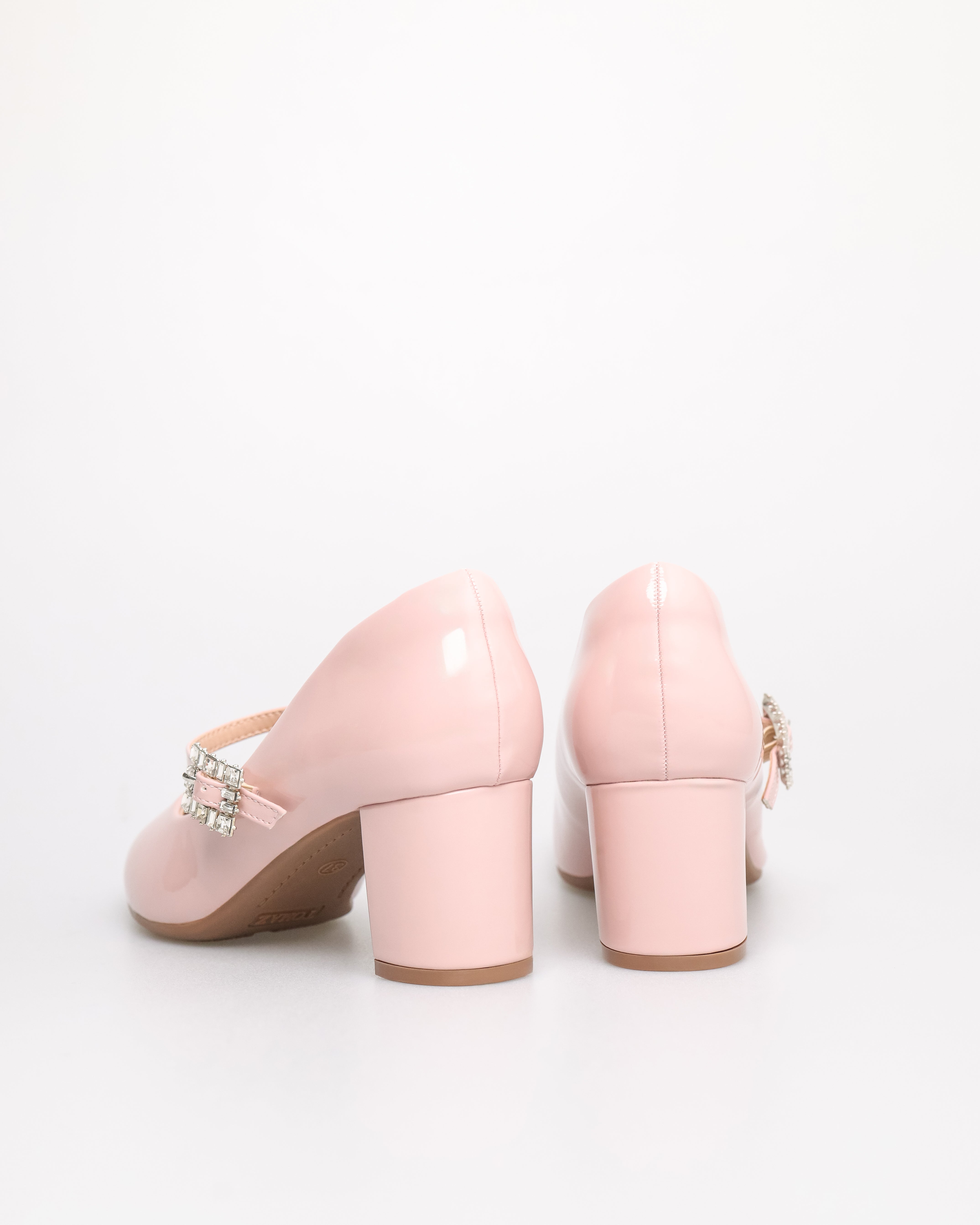 Tomaz NN442 Ladies Ballerina Crystal Buckle Heels (Pink)