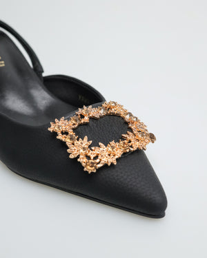 
                  
                    Load image into Gallery viewer, Tomaz YX99 Ladies Flower Gem Slingback (Black)
                  
                