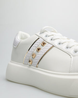 
                  
                    Load image into Gallery viewer, Tomaz YX116 Ladies Studded Sneakers (White Gold)
                  
                