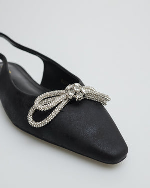 
                  
                    Load image into Gallery viewer, Tomaz FL026 Ladies Diamond Ribbon Slingbacks (Black)
                  
                