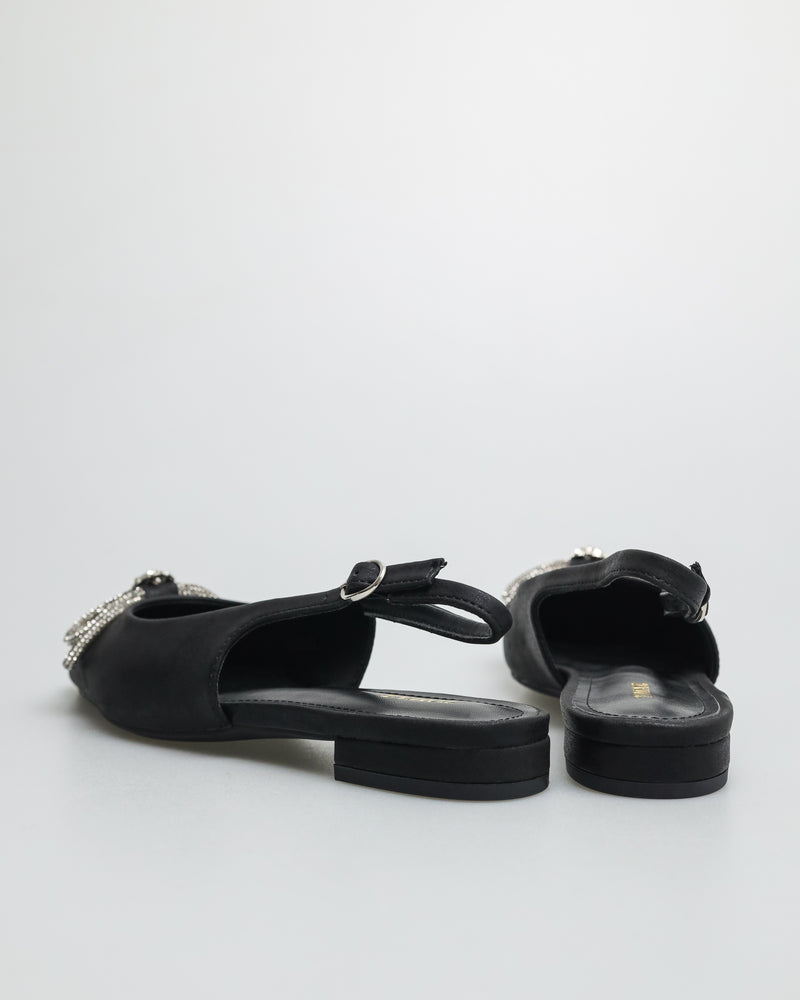 
                  
                    Load image into Gallery viewer, Tomaz FL026 Ladies Diamond Ribbon Slingbacks (Black)
                  
                