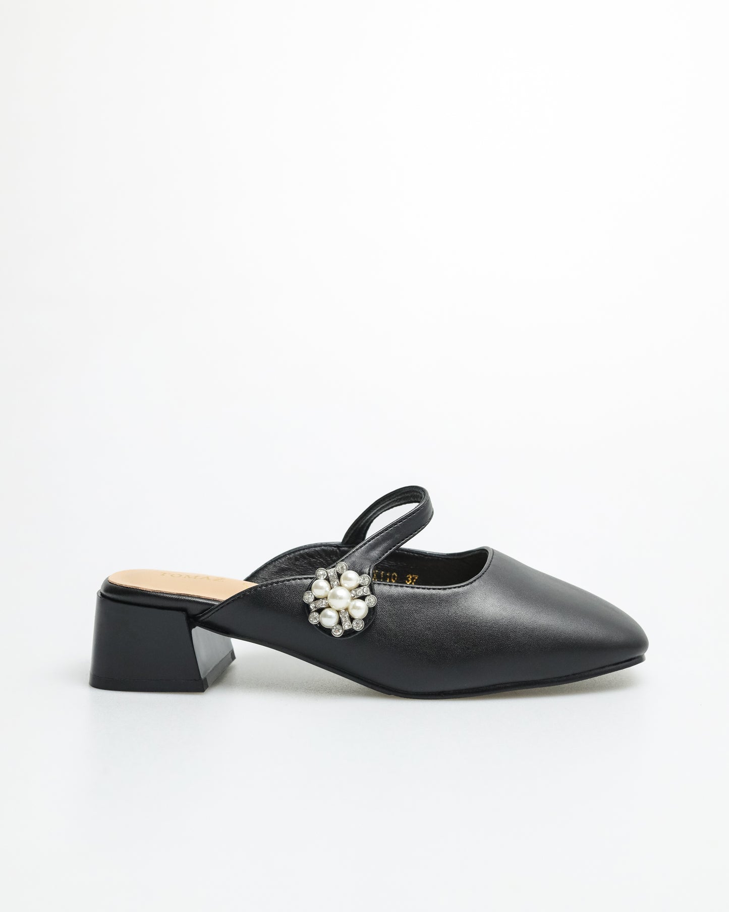 Tomaz YX110 Ladies Flower Gem Heels (Black)