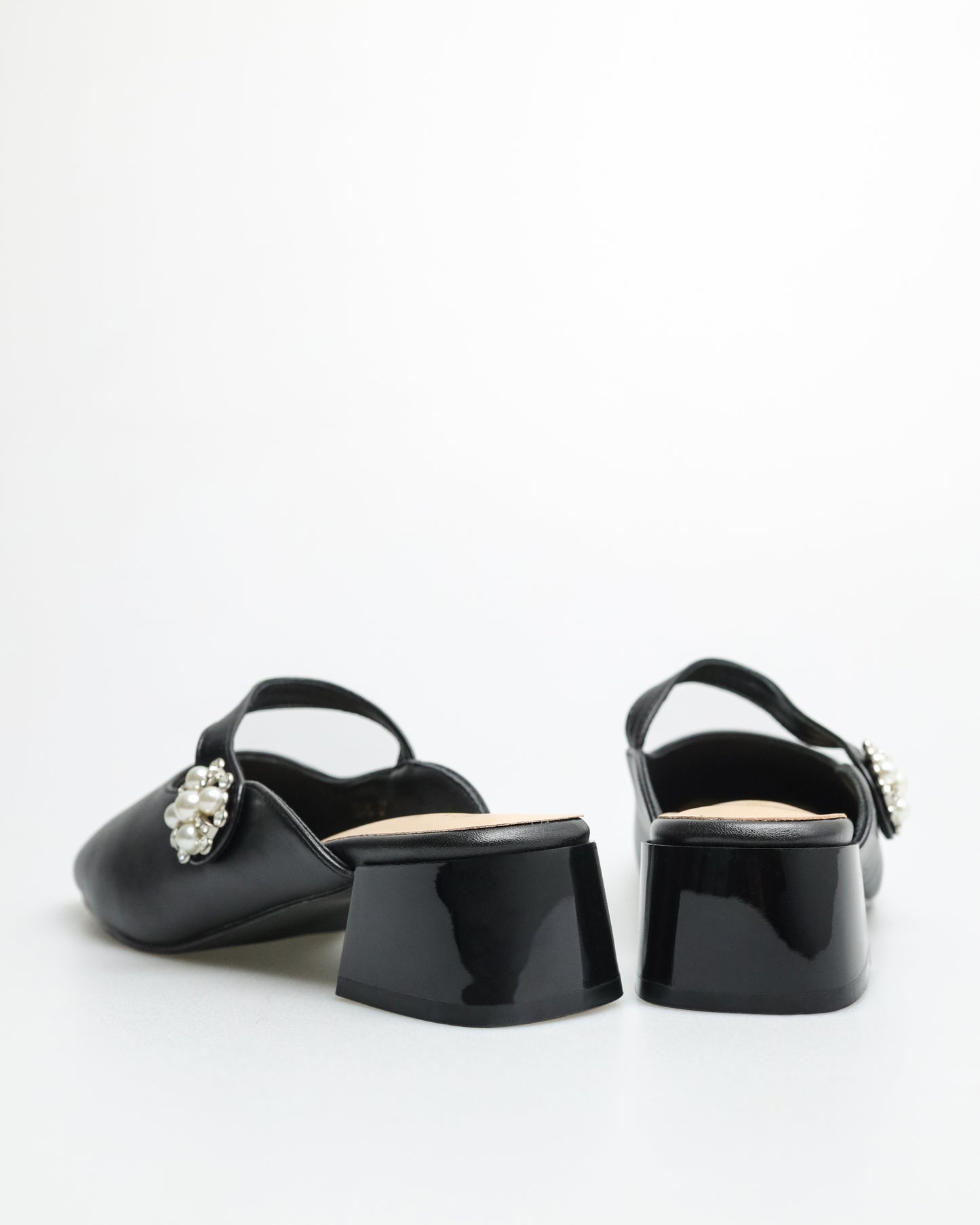 Tomaz YX110 Ladies Flower Gem Heels (Black)