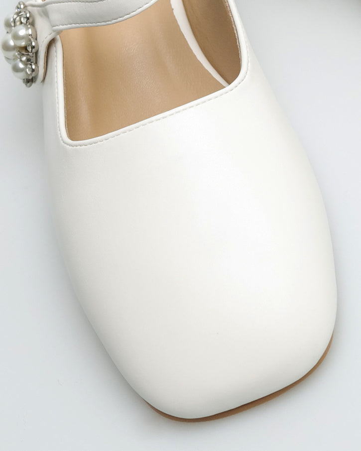 Tomaz YX110 Ladies Flower Gem Heels (White)