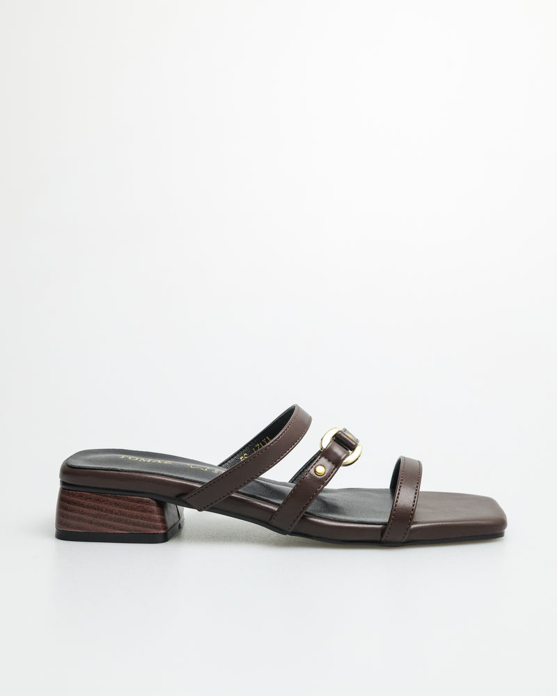 Tomaz YX121 Ladies Trio Strap Heels (Coffee/Black)