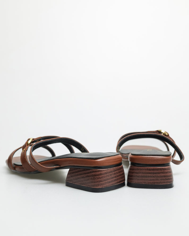 
                  
                    Load image into Gallery viewer, Tomaz YX121 Ladies Trio Strap Heels (Brown/Black)
                  
                