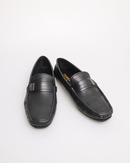 Tomaz C617 Men's Buckle Weave Moccasins (Black)