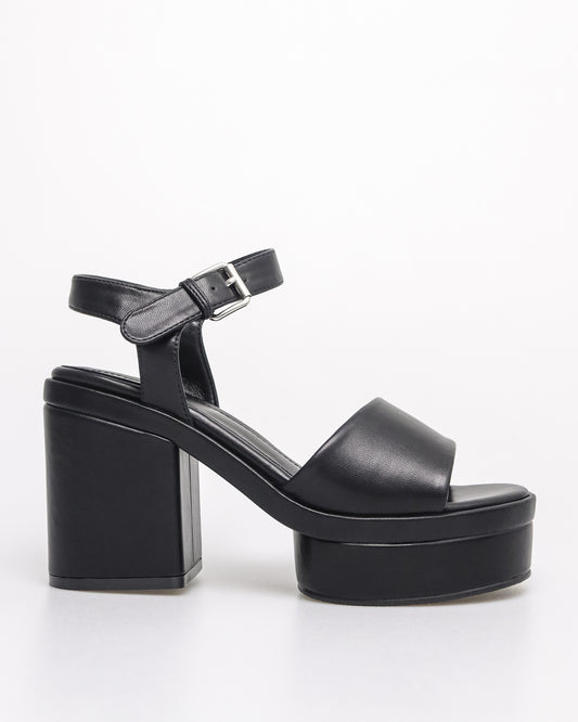 Tomaz FL074 Ladies Slingback Block Heels (Black)