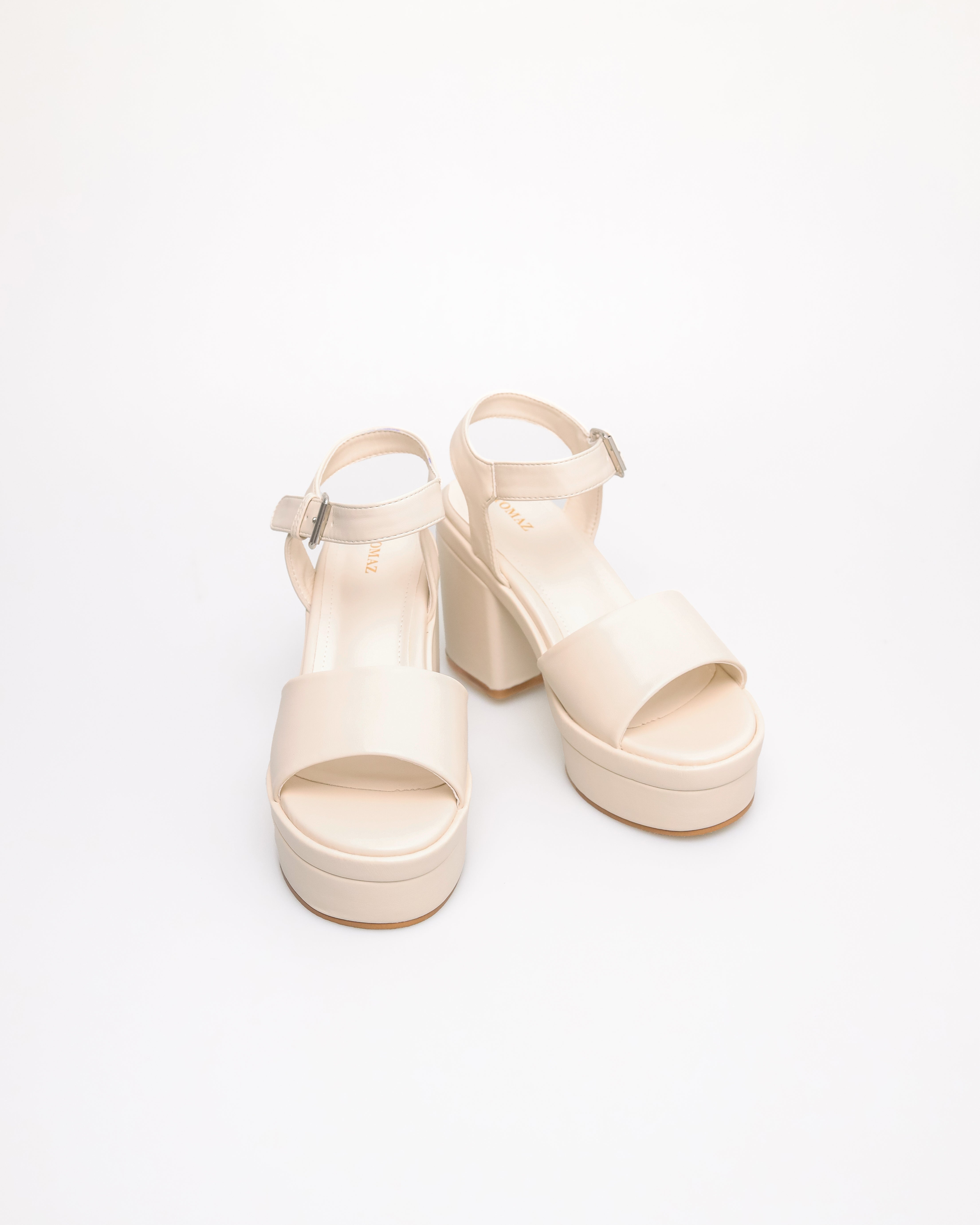 Tomaz FL074 Ladies Slingback Block Heels (White)