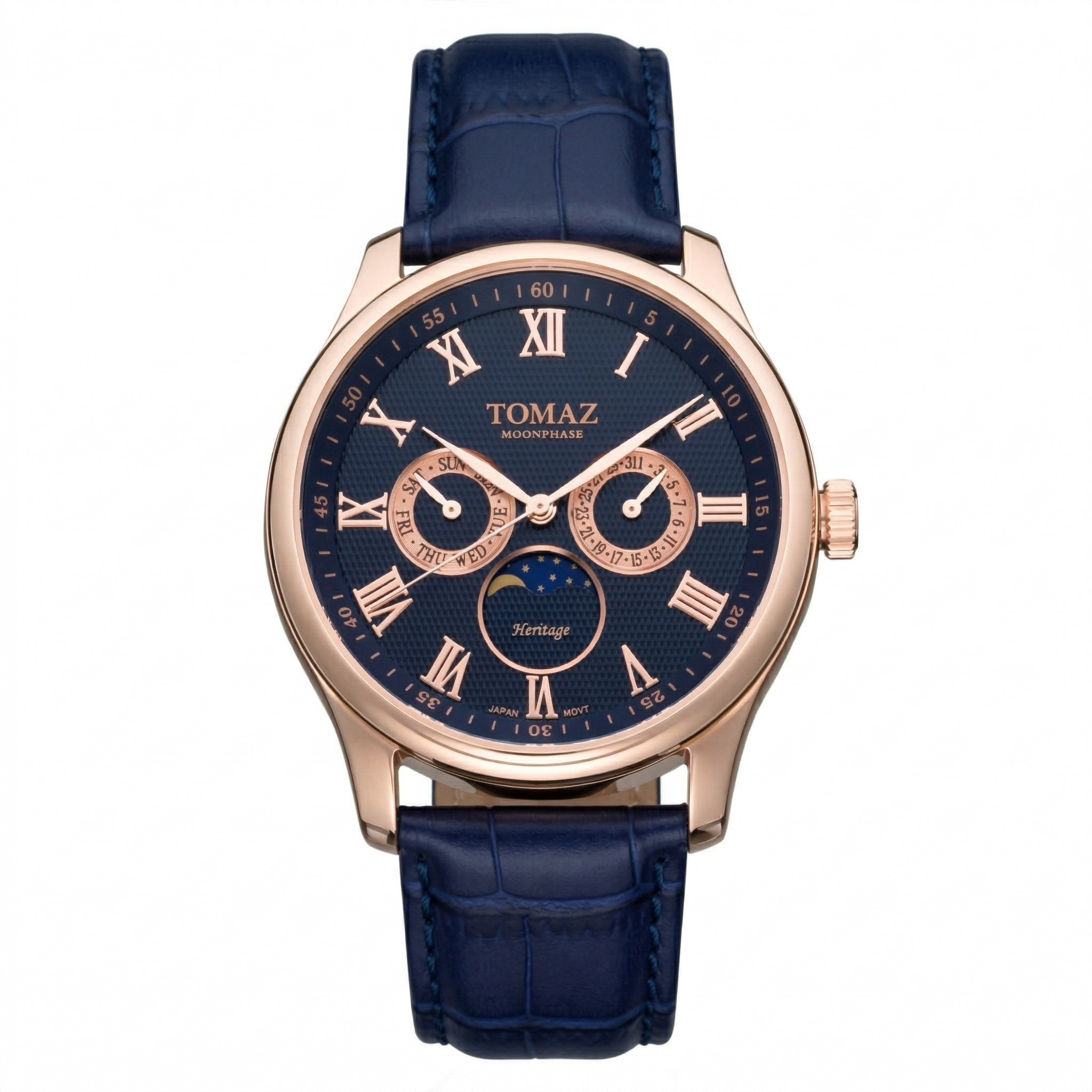 Tomaz Ladies Watch TQ003L-D5 (Rosegold/Navy) Navy Bamboo Leather Strap