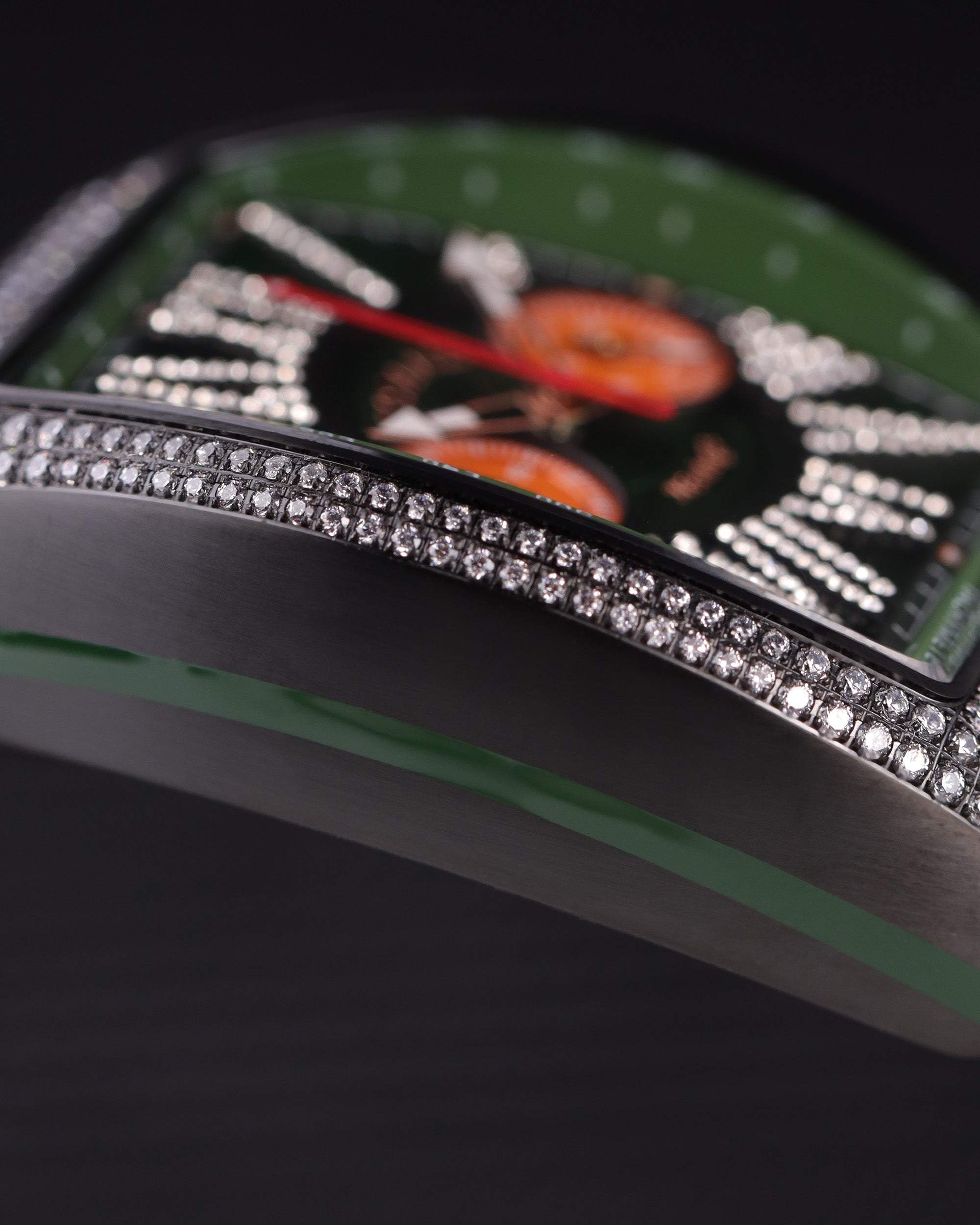 Tomaz Men's Watch TQ012A-D11 (Black/Green) with Silver Crystal (Green Salmon Leather Strap)