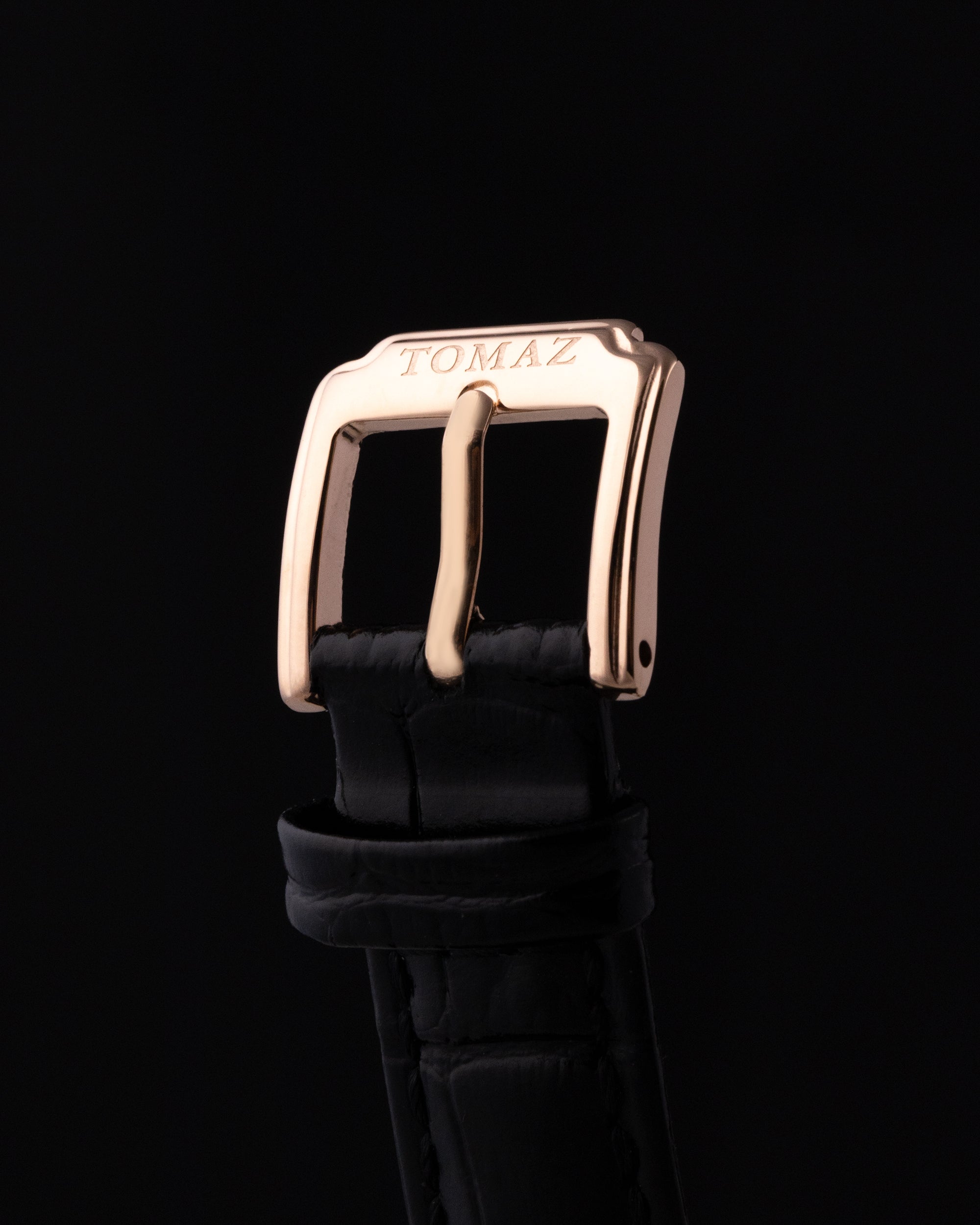 Jam Tangan Wanita Tomaz TQ017L-D23 Mutiara (Emas Mawar/Hitam) dengan Rainbow Swarovski (Tali Kulit Buluh Hitam)