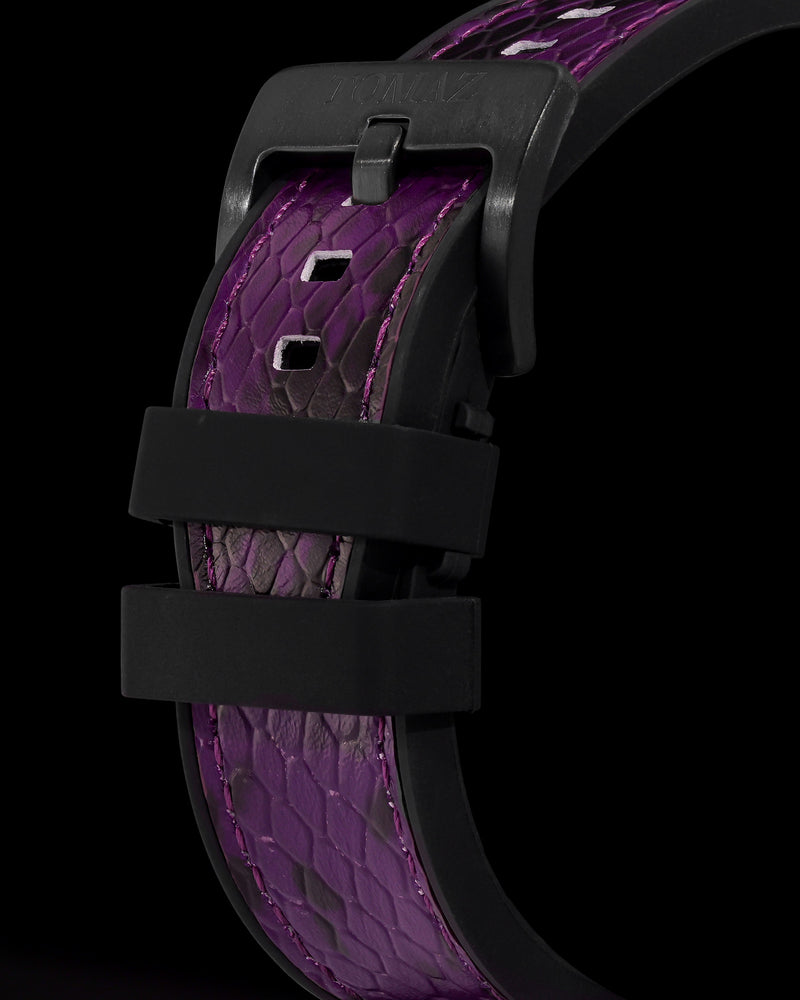
                  
                    Load image into Gallery viewer, Jezper TQ021B-D11 (Black) with Purple Green Swarovski (Purple Salmon Rubber Strap)
                  
                