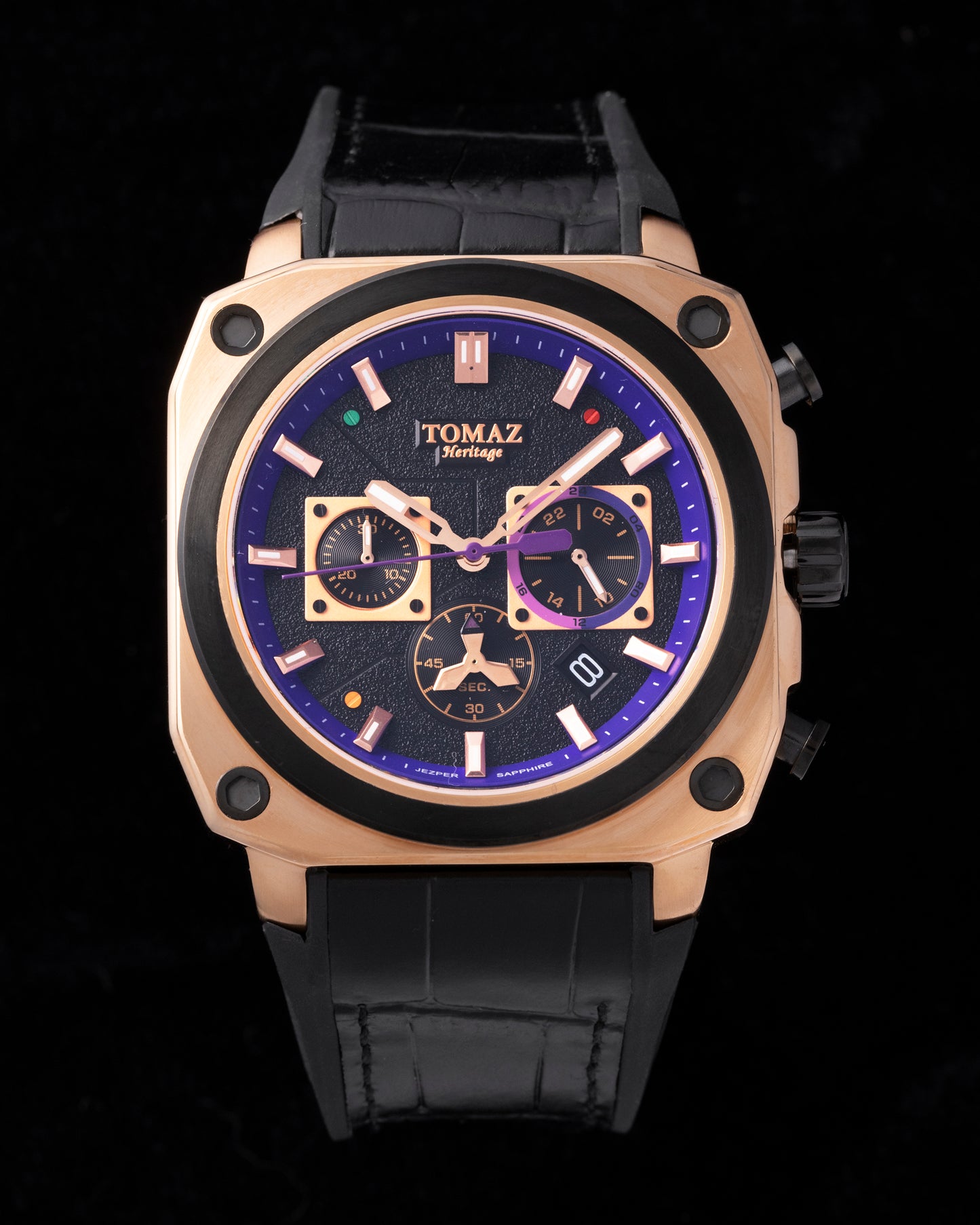 Jezper TQ021B-D1201 (Rosegold) with (Purple Bamboo Rubber Strap)