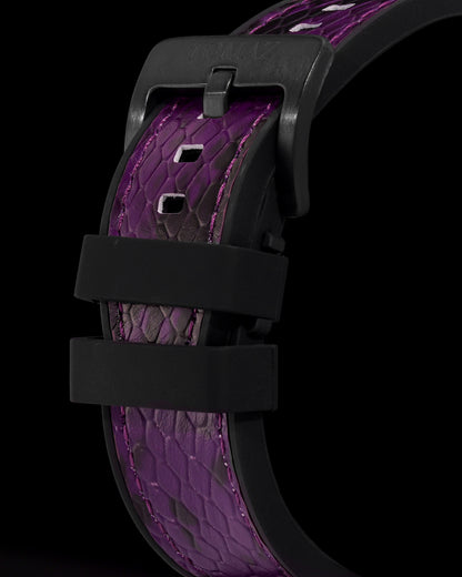Jezper TQ021B-D9 (Black/Purple) with Purple Green Swarovski (Purple Salmon Rubber Strap)
