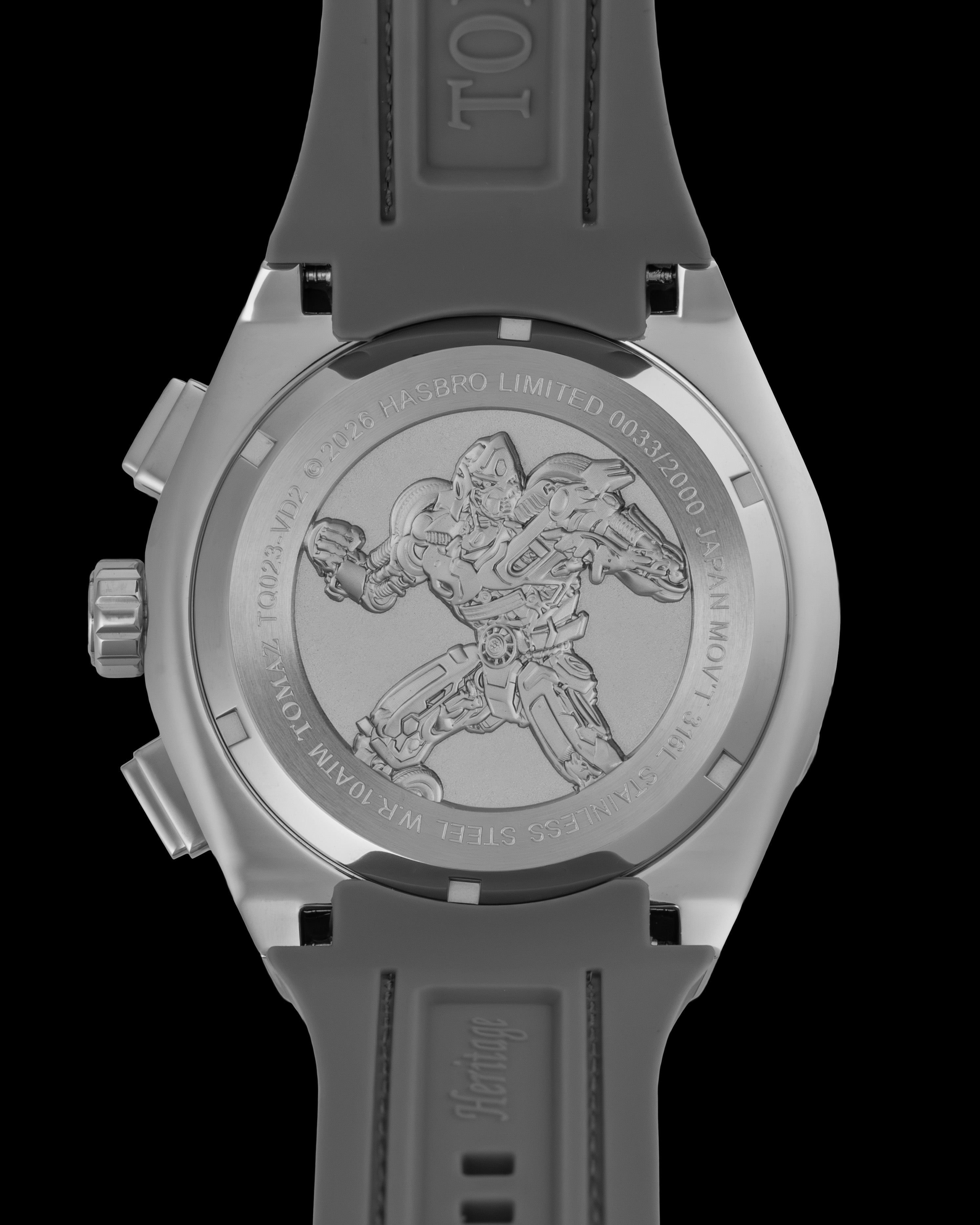 Transformer Mirage TQ023-VD2 (Silver/Blue) with Crystal (Grey Leather Strap)