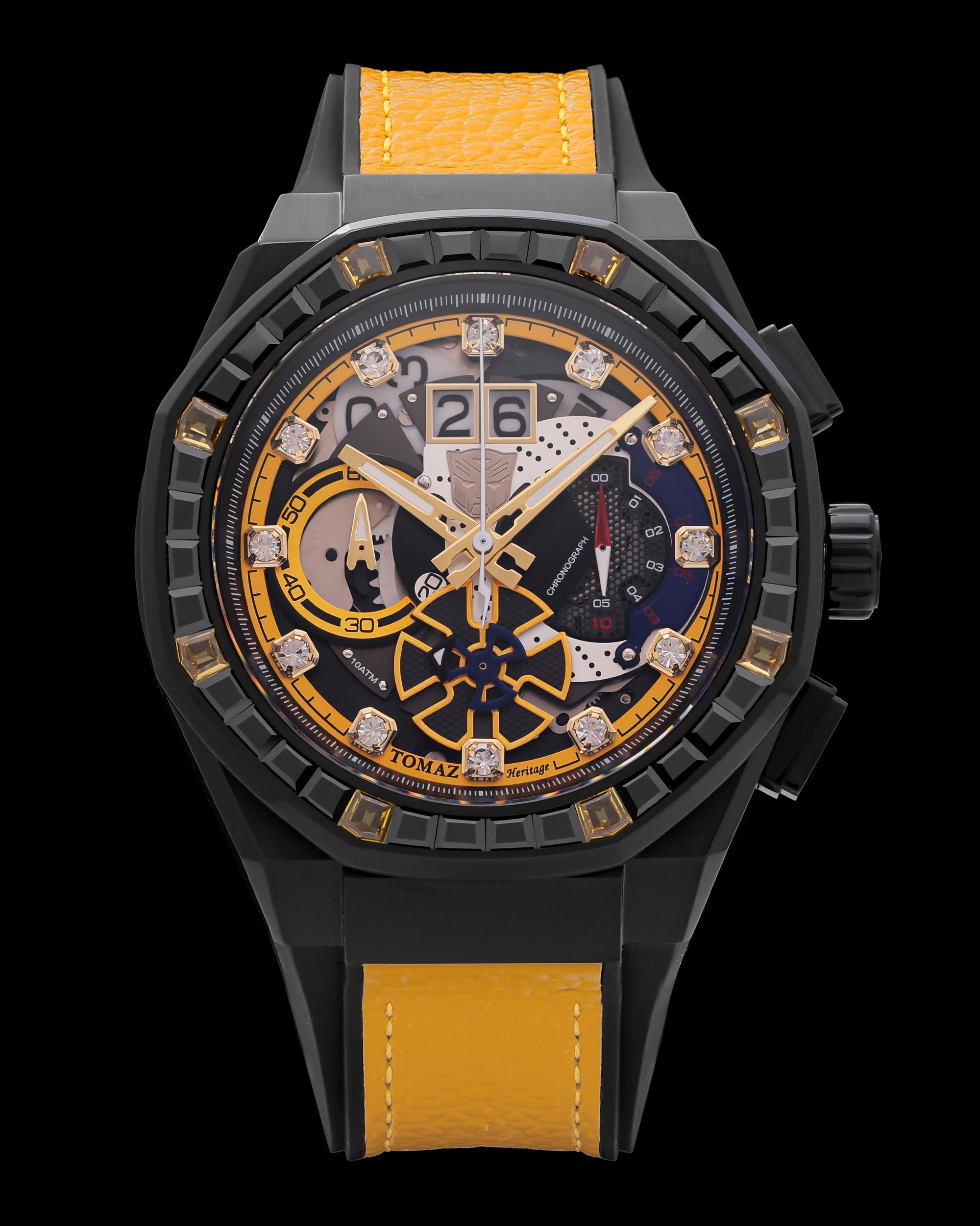 Transformers Bumblebee TQ023N-D1 Tomaz Watch (Black/Yellow) with Black/Yellow Leather/Rubber strap