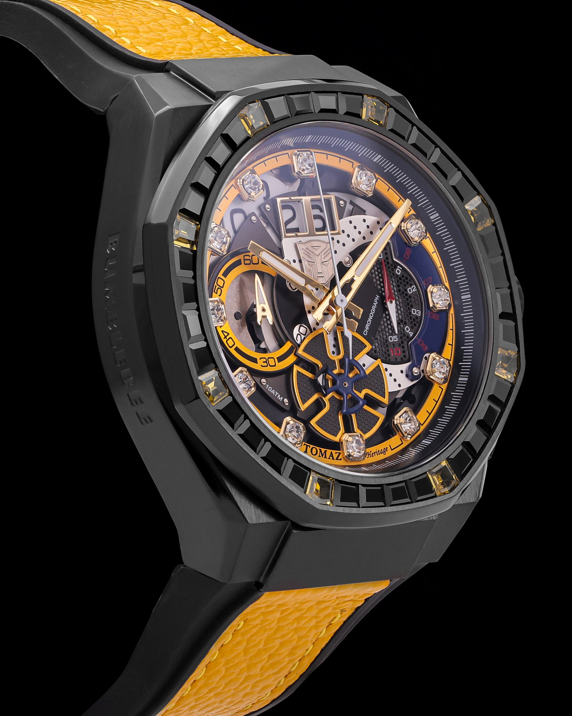 Transformers Bumblebee TQ023N-D1 Tomaz Watch (Black/Yellow) with Black/Yellow Leather/Rubber strap