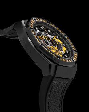 
                  
                    Load image into Gallery viewer, DC Batman TQ023P-D1 (Black/Yellow) with Black and Yellow Crystal (Black Leather with Silicone Strap)
                  
                
