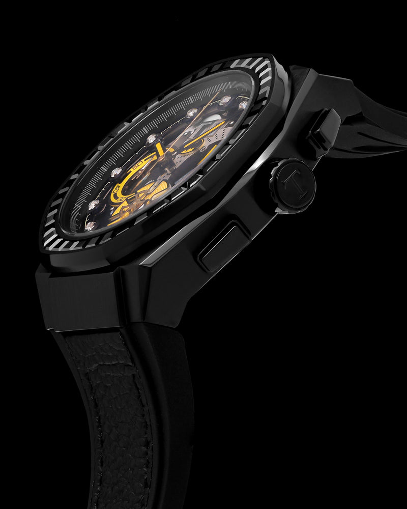 
                  
                    Load image into Gallery viewer, DC Batman TQ023P-D2 (Black) with Black Crystal (Black Leather with Silicone Strap)
                  
                