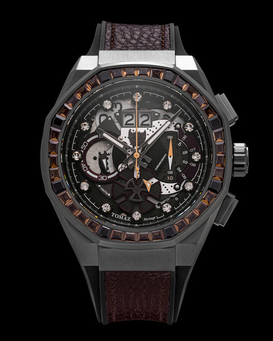 Transformer Maximal TQ023U-D1 (Black) with Crystal (Coffee Leather with Silicone Strap)