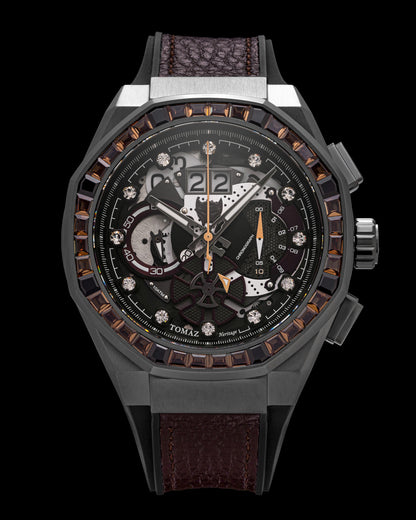 Transformer Maximal TQ023U-D1 (Black) with Crystal (Coffee Leather with Silicone Strap)