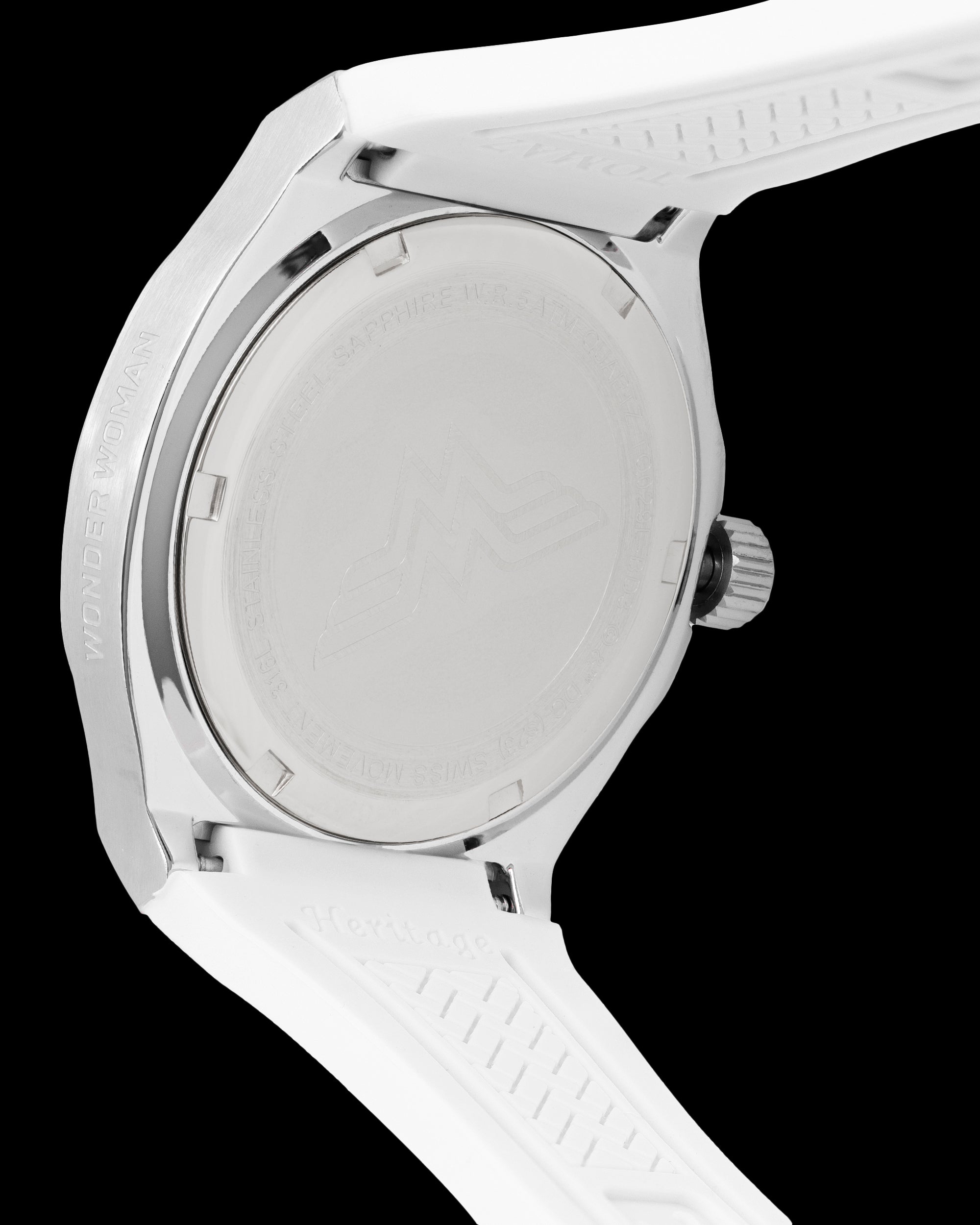 DC Wonder Woman TQ029L-BD3 (Silver/White) with White Crystal (White Silicone Strap)