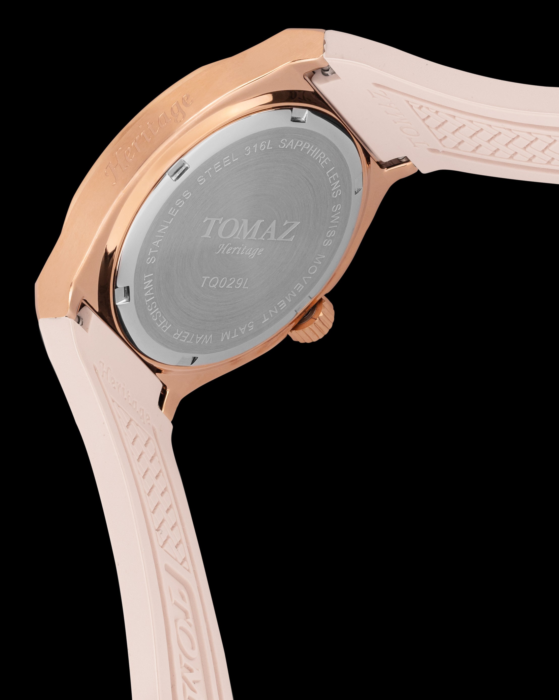 Tomaz Ladies Watch TQ029L-D20 (Rosegold/Nude) with Crystal and Nude Rubber Strap