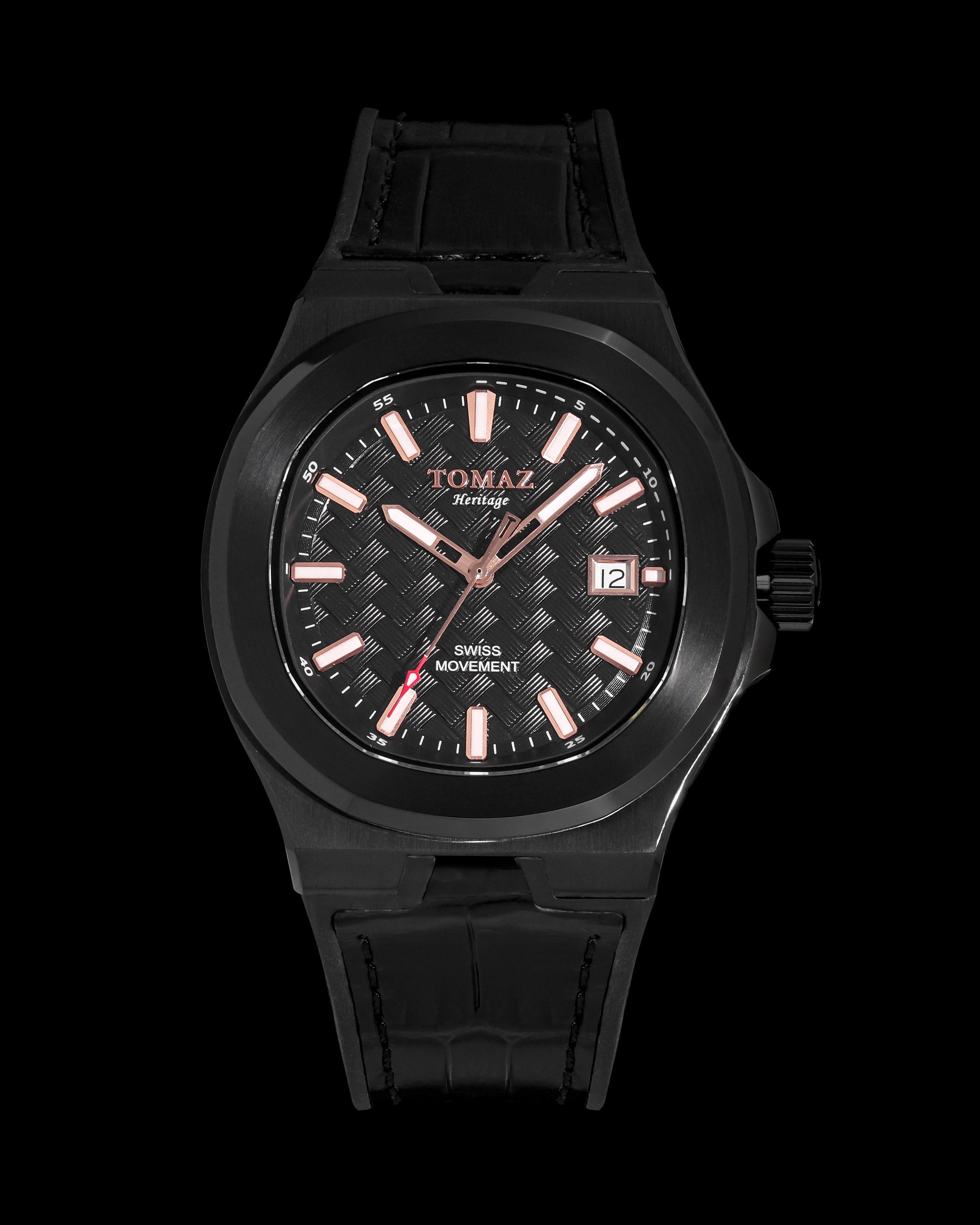 Tomaz Men's Watch TQ029M-D23 (Black) Black Bamboo Silicone Strap