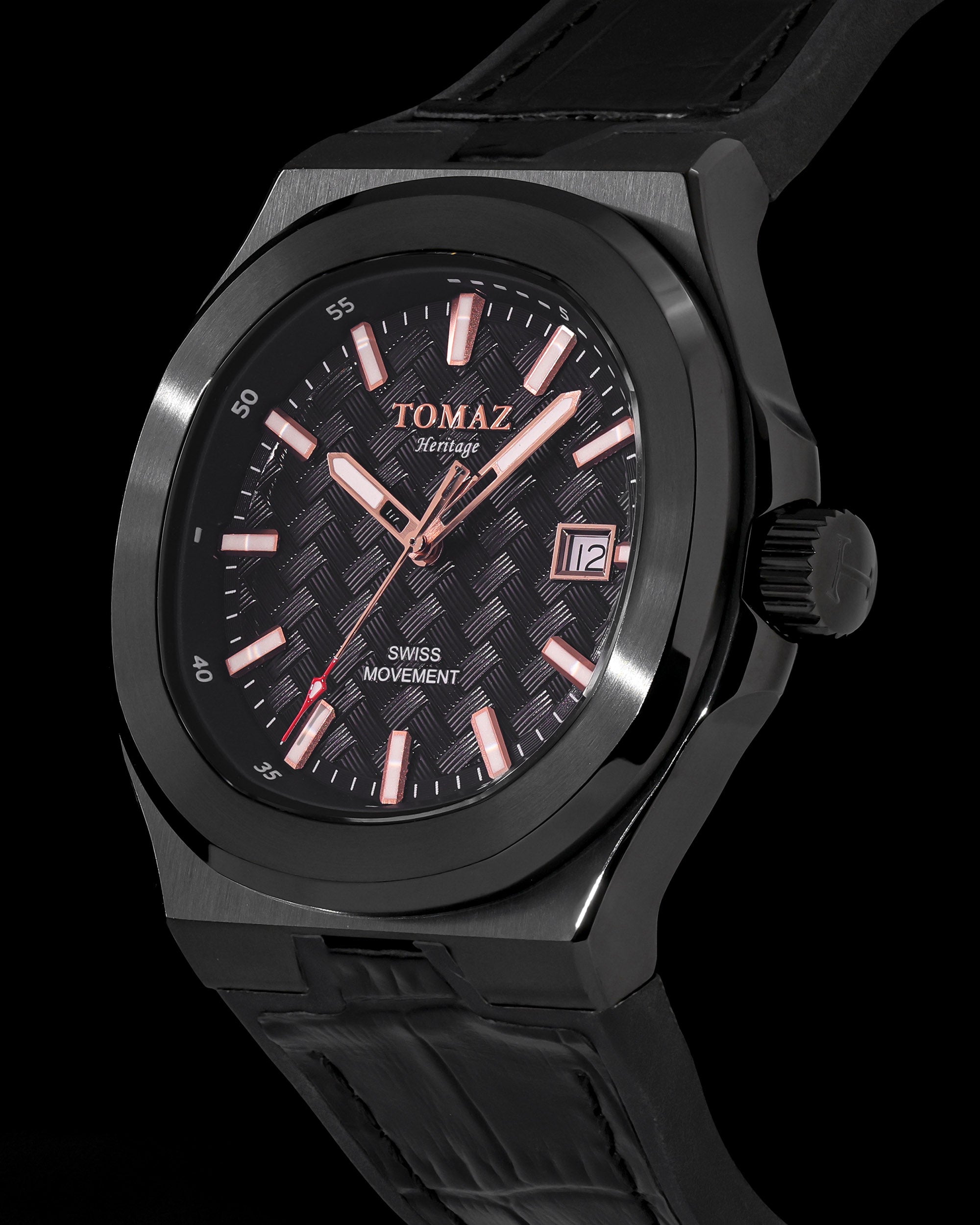 Tomaz Men's Watch TQ029M-D23 (Black) Black Bamboo Silicone Strap