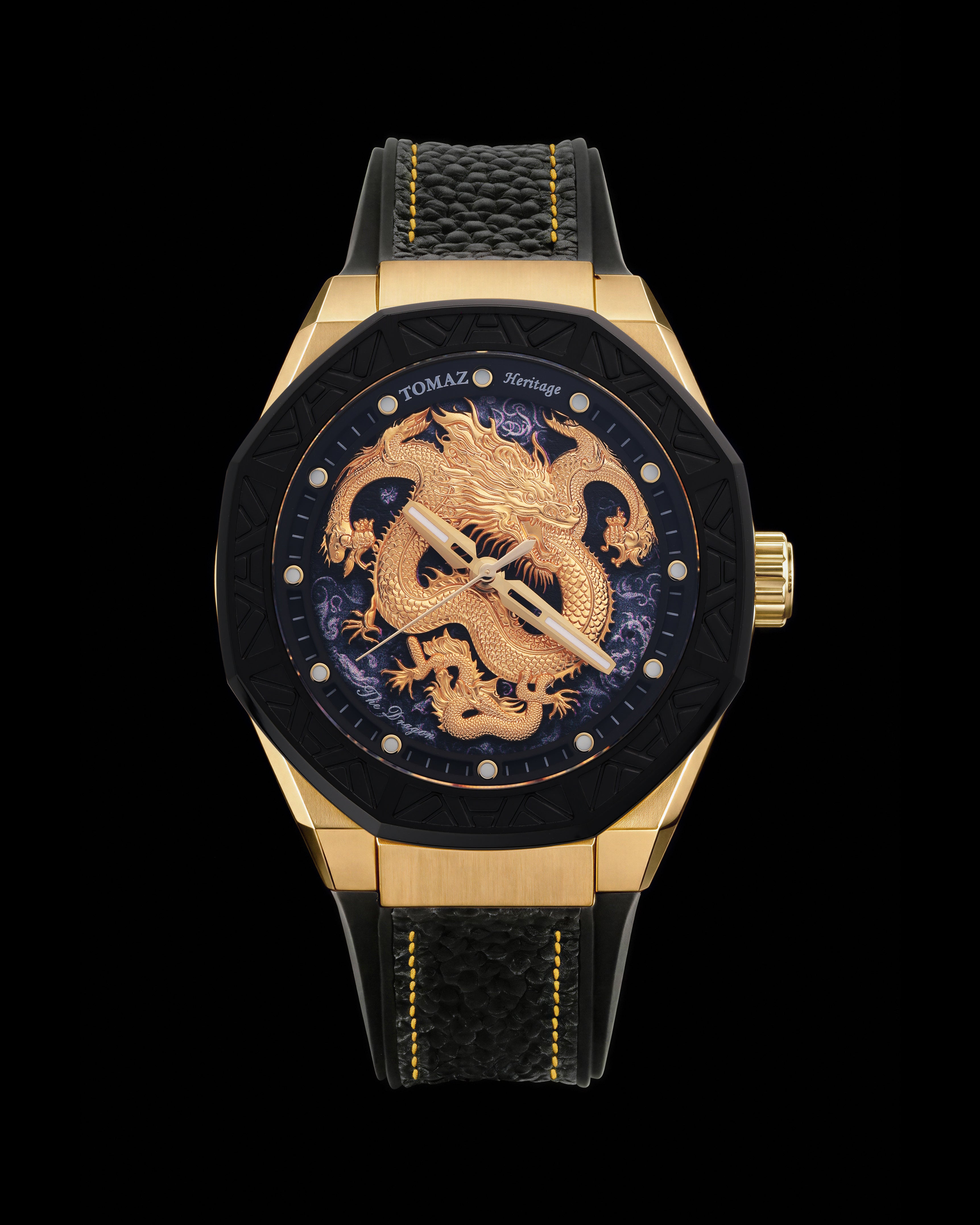 Romeo XL Dragon TQ030-3D6 Black Rubber Leather Strap