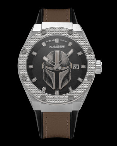 Star Wars The Mandalorian TQ030-QD2 (Perak/Hitam) Tali Kulit Laici Coklat 