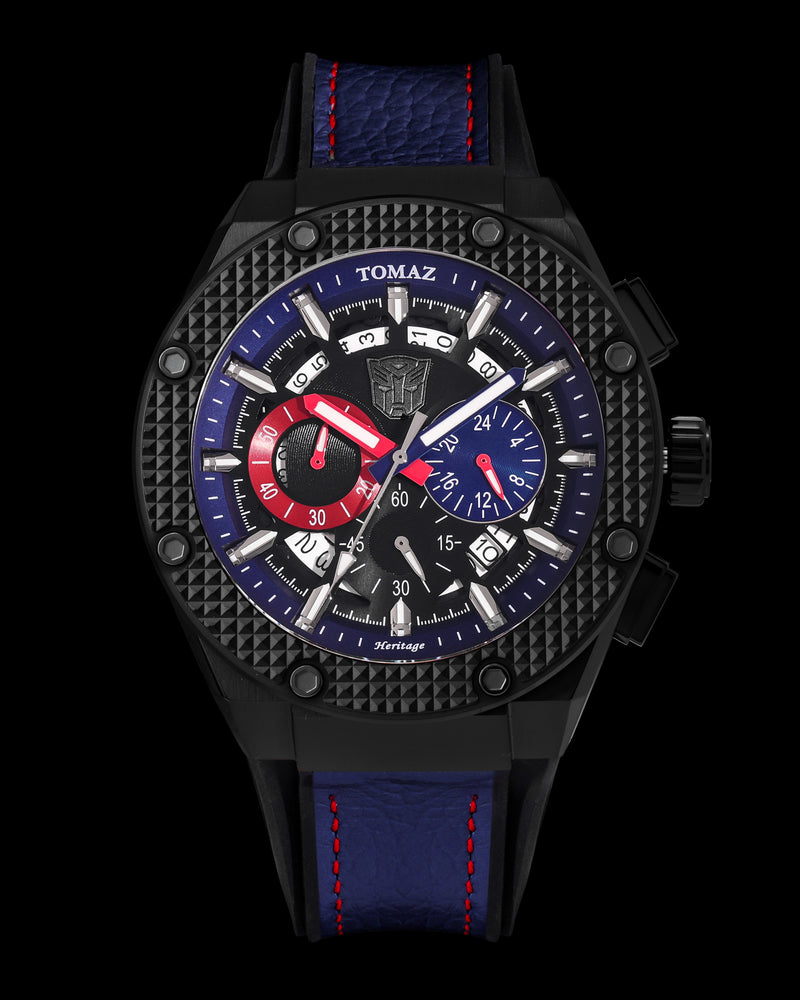 
                  
                    Load image into Gallery viewer, Transformer Optimus Prime TQ030A-D2 (Black/Blue) Navy Leather Strap
                  
                