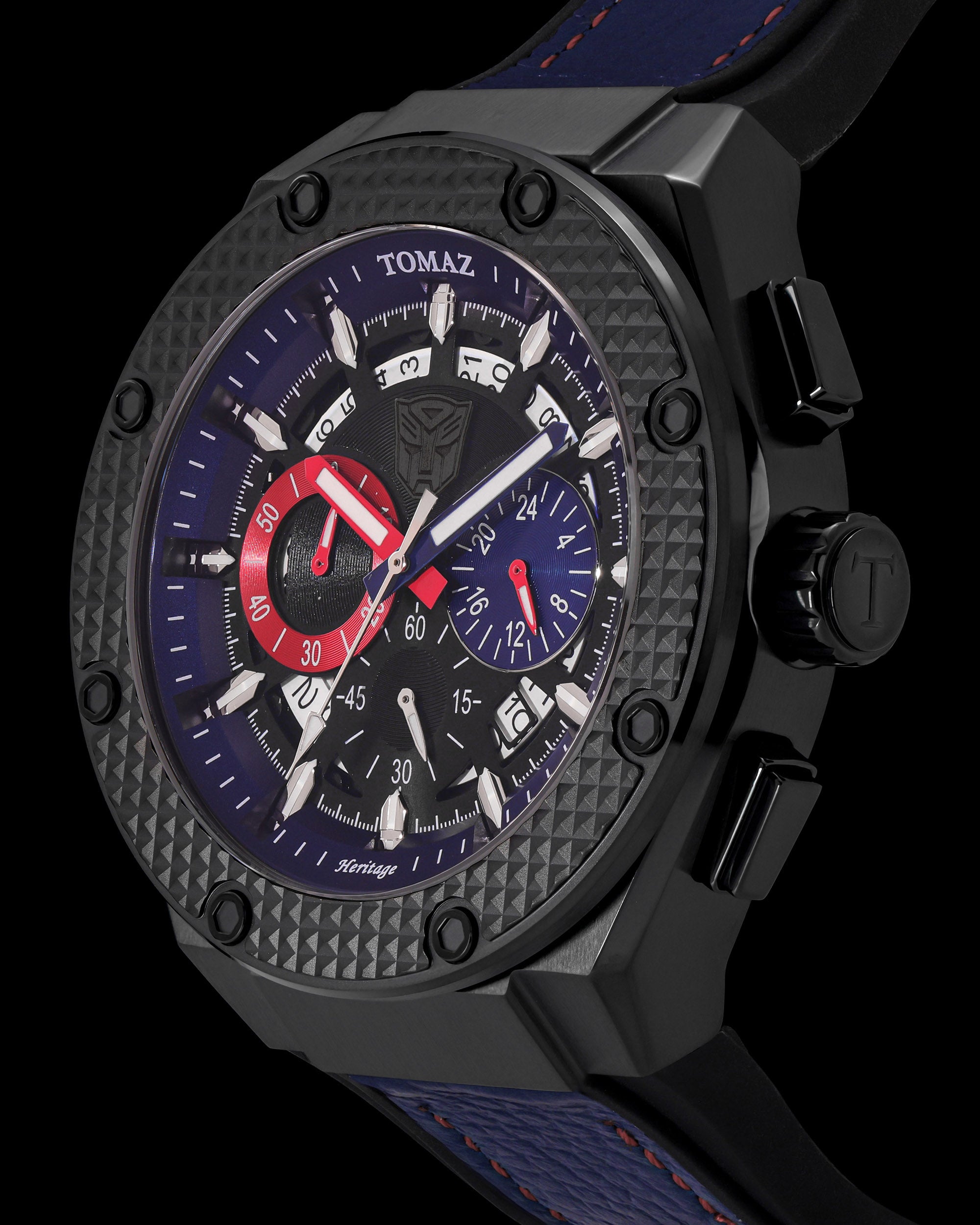 Transformer Optimus Prime TQ030A-D2 (Black/Blue) Navy Leather Strap