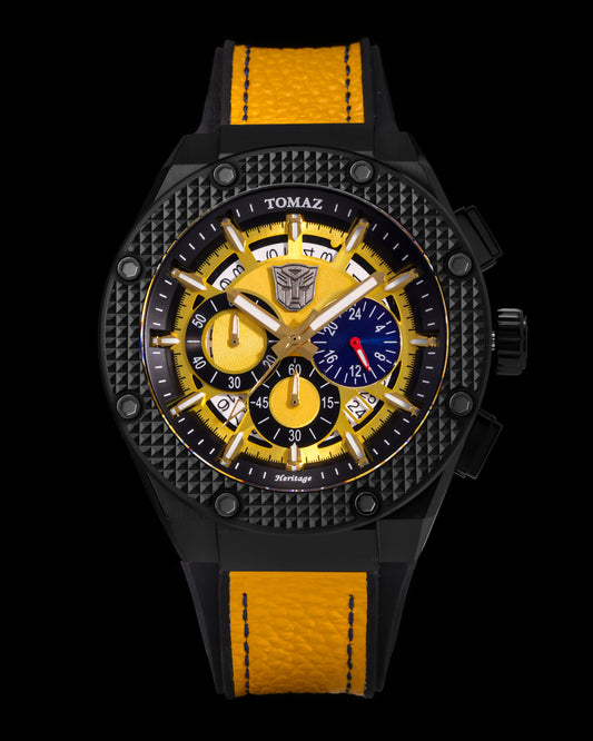 Transformer Bumblebee TQ030B-D1 (Black/Yellow) Yellow Leather Strap