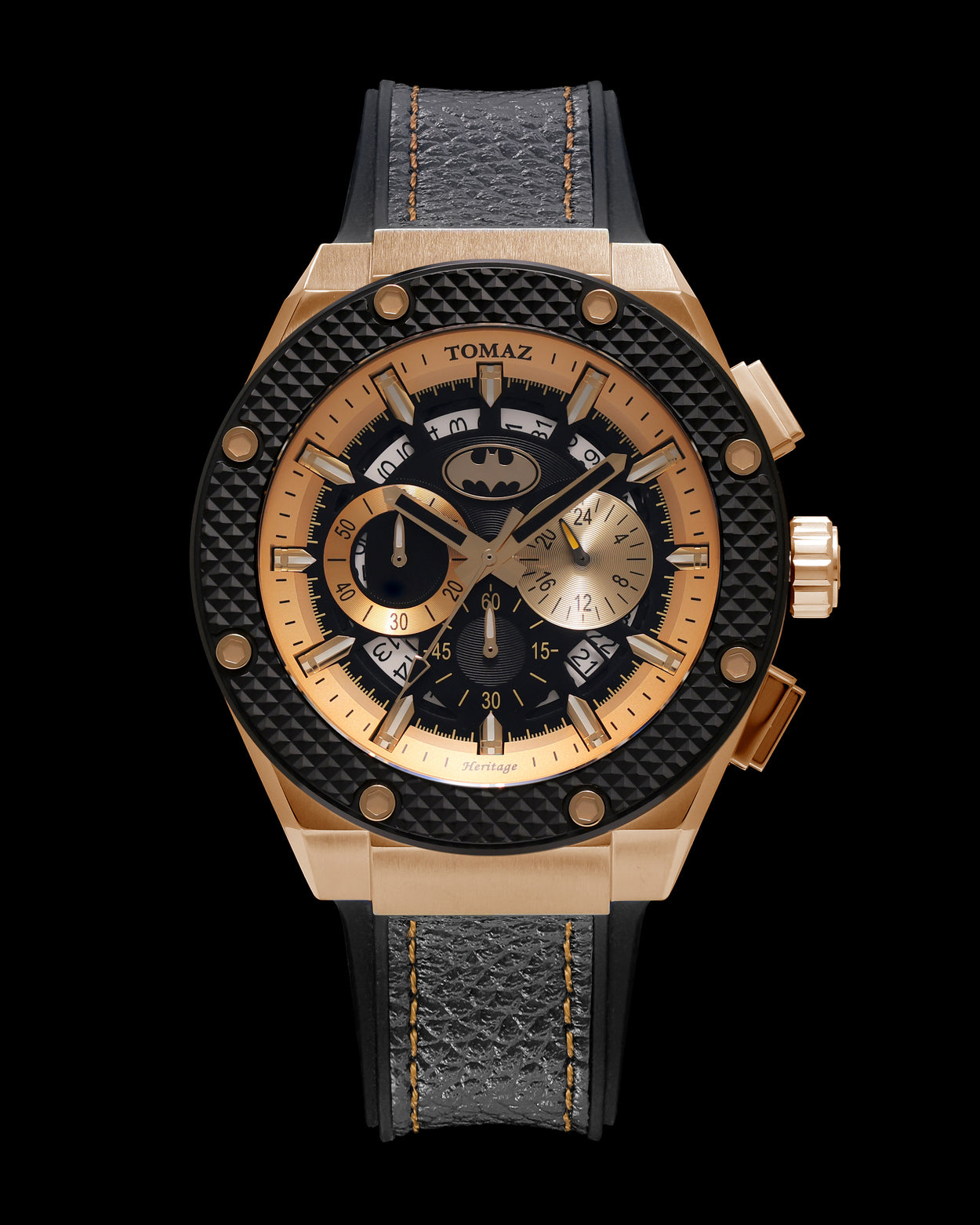 DC Batman TQ030D-D2 (Gold/Black) Black Strap