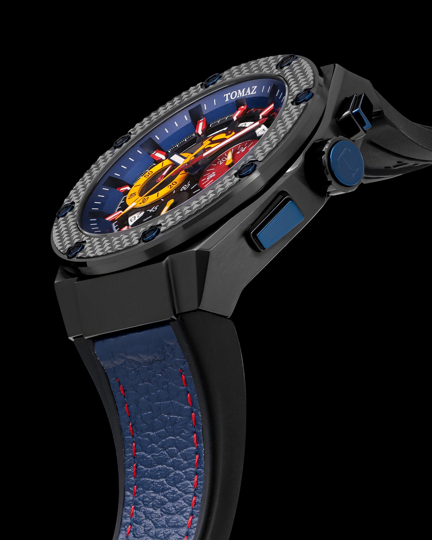 DC Superman TQ030E-D1 (Black/Blue) with Blue Leather Strap