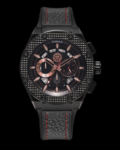 Marvel Tony Stark TQ030I-D3 (Black) Black Leather Strap