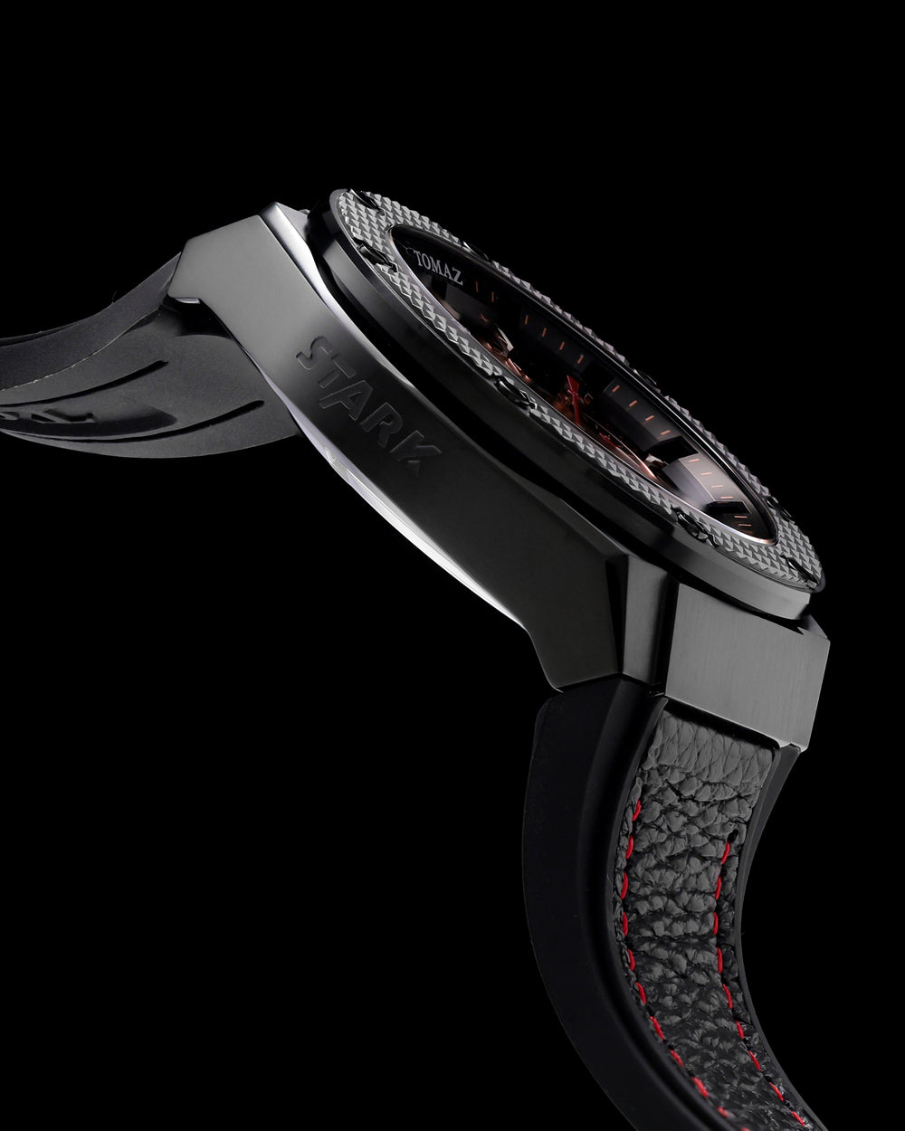 Marvel Tony Stark TQ030I-D3 (Black) Black Leather Strap