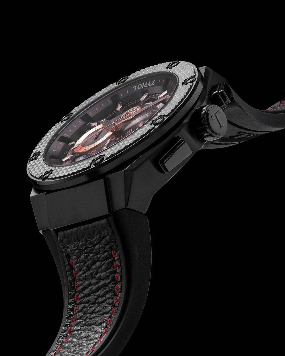 Marvel Tony Stark TQ030I-D3 (Black) Black Leather Strap