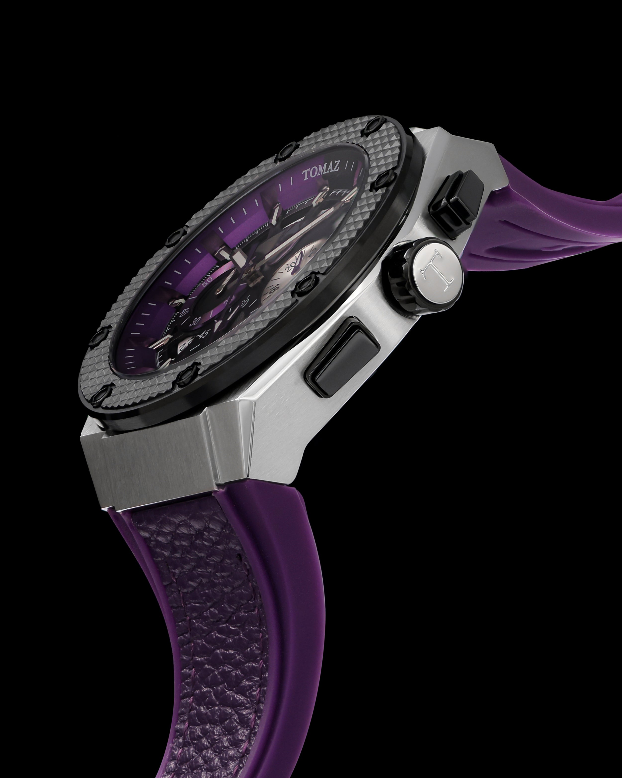 Marvel Black Panther TQ030K-D1 (Silver/Black) Purple Lychee Strap