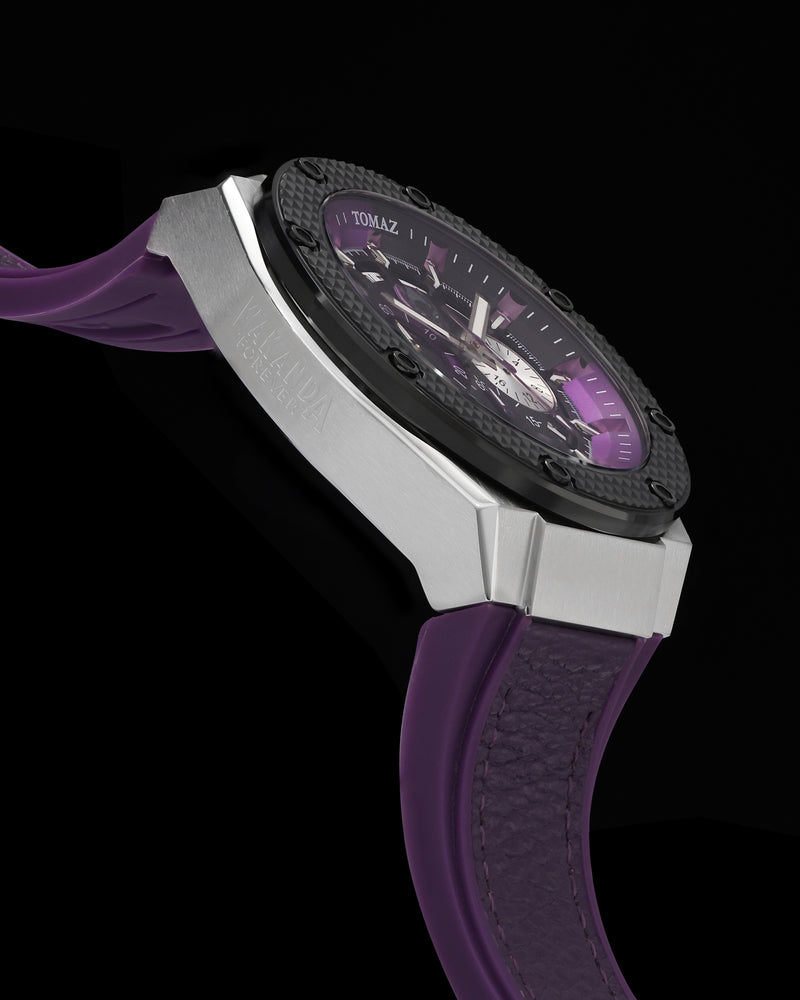
                  
                    Load image into Gallery viewer, Marvel Black Panther TQ030K-D1 (Silver/Black) Purple Lychee Strap
                  
                