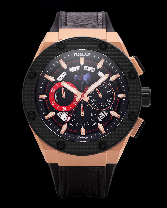 Marvel Thor TQ030M-D1 (Rosegold/Black) Black Leather Strap