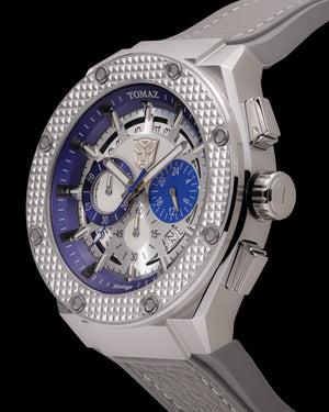 
                  
                    Load image into Gallery viewer, Transformer Mirage TQ030O-D1 (Silver/Blue) Grey Leather Strap
                  
                